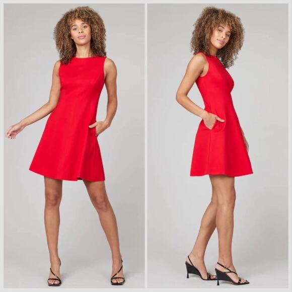 Spanx Perfect Fit & Flare Dress in True Red - Picture 1 of 10